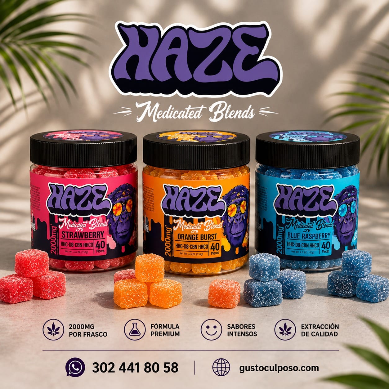 7bc1886c-65bb-4ca5-b100-593545df8e1e Tarro Gomitas Haze x40 uni 2.000mg - Imagen de 1