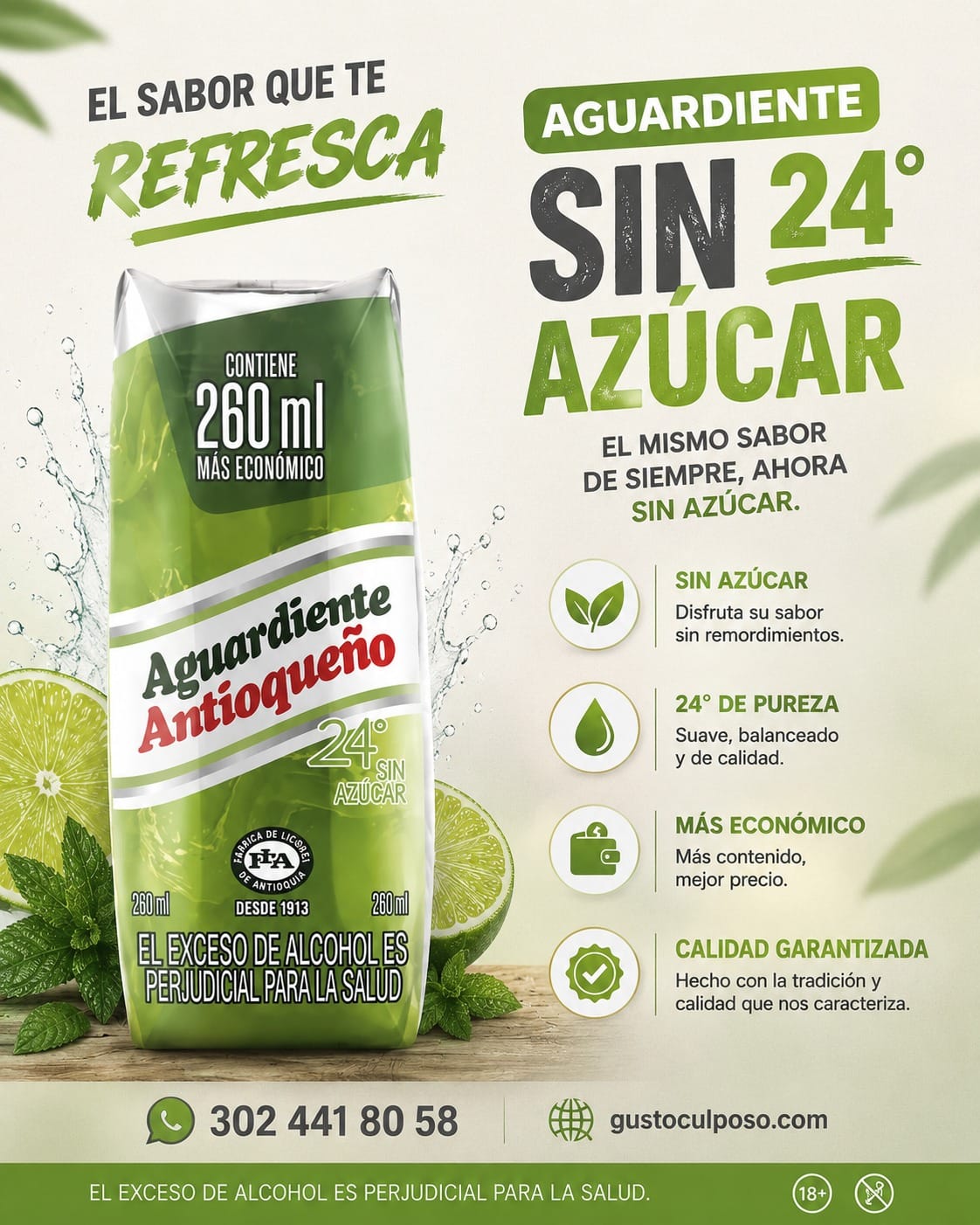 88f9a050-deb3-4e7b-93f6-2f92110f5931 Aguardiente Verde 1/4 Pequeño 260ml - Imagen de 1