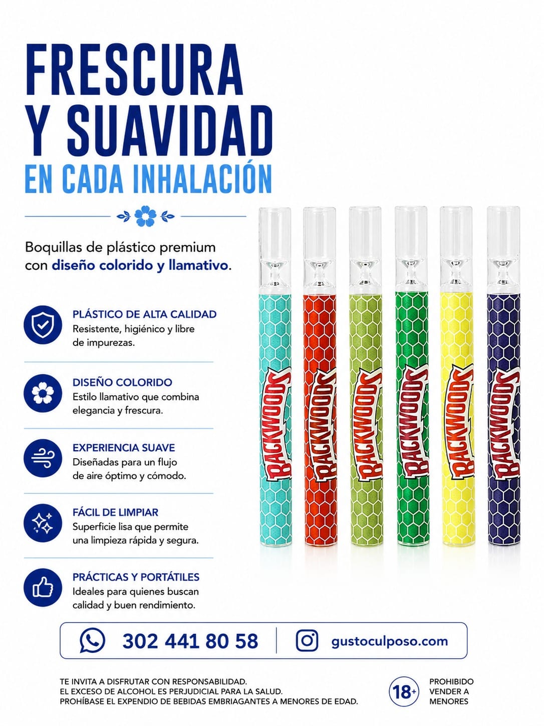 2462dd94-e7e9-4608-a453-1ec6f9cdcb63 Pipa Vidrio Tubo Backwoods - Imagen de 1