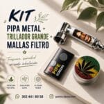 Kit Pipa Metal + Trillador Grande + Mallas Filtro