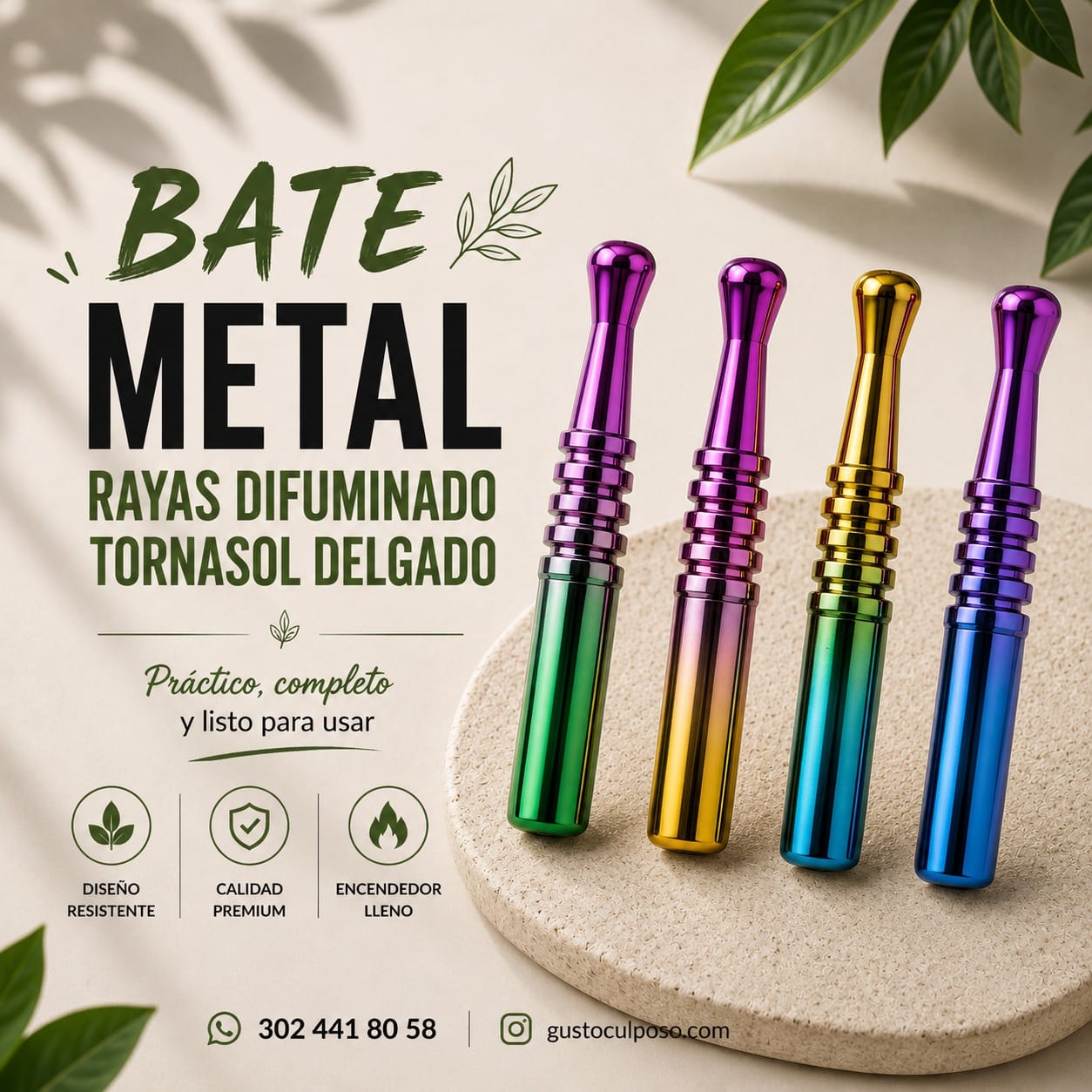 55f87a6c-d93a-4291-8548-c718fd3029ee Bate Metal Rayas Difuminado Tornasol Delgado - Imagen de 1