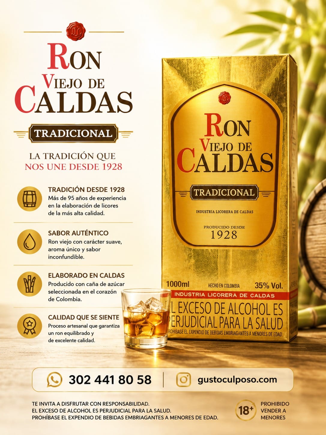 7a963c08-14ac-481c-9aec-35b9feece497 Ron Viejo De Caldas Litro 1.000ml - Imagen de 1