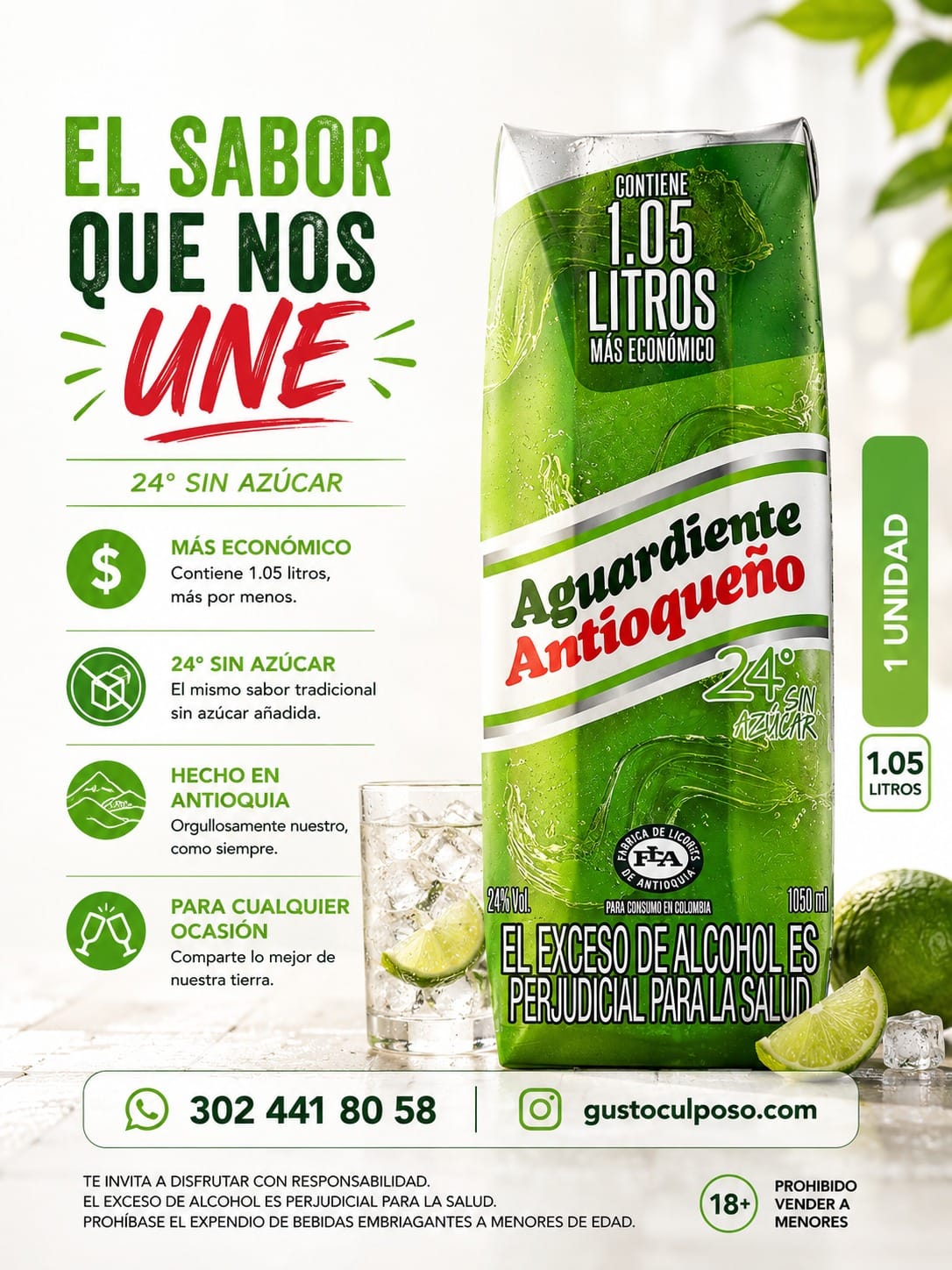 a90eea51-0494-4508-9ebf-6205de58a702 Aguardiente Verde Litro 1.050ml - Imagen de 1