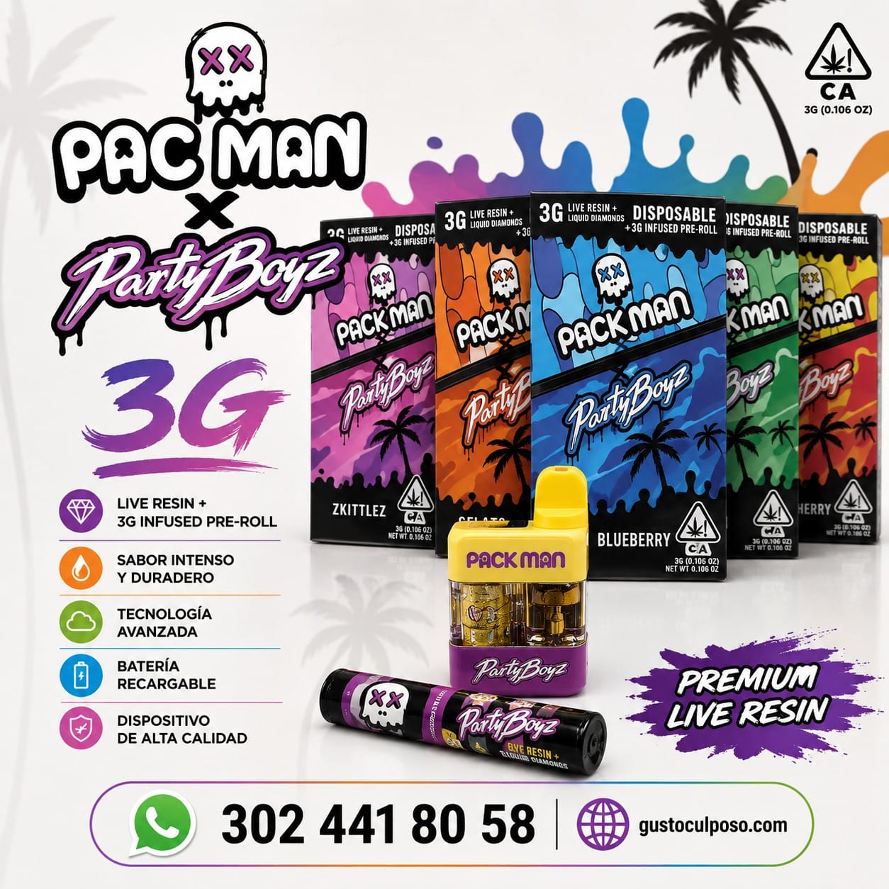 c2441a2f-617c-4cd7-9033-f5de732472b4 Pac Man X PartyBoyz 3g - Vape Desechable - Imagen de 1