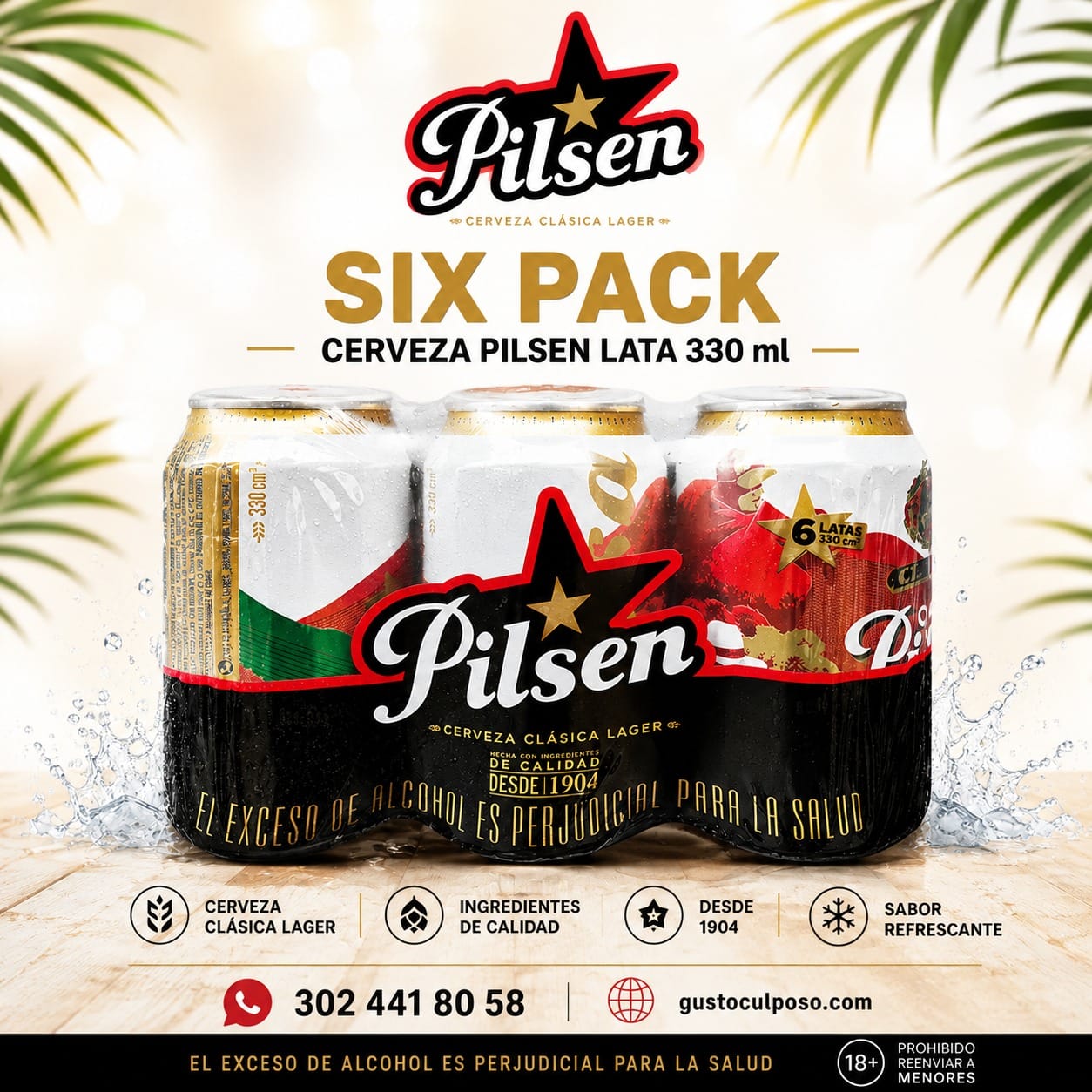 e4cb3df3-8c22-47bf-9ab4-1f8c151b9420 Six Pack Cerveza Pilsen Lata 330 ml - Imagen de 1