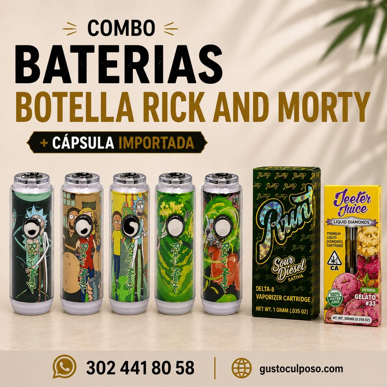 163e51b1-163e-483d-be23-8ab554664ff5 Combo Baterias Botella Rick And Morty + Capsula Importada - Imagen de 1