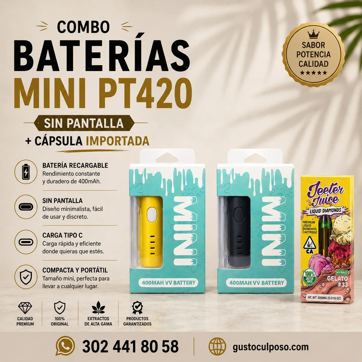 1784823214078_1784823208446_1784823206429 Combo Baterias Mini Pt420 - Sin Pantalla + Capsula Importada - Image 1