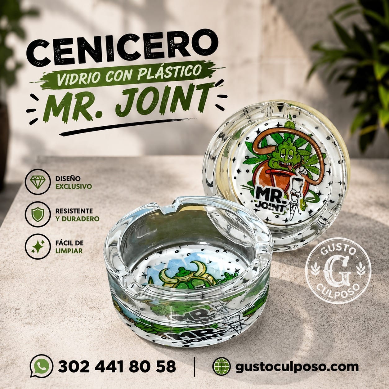 26e2b85a-04bb-4981-a59e-188ceaaf9666 Cenicero Vidrio Con Plastico Mr. Joint - Imagen de 1