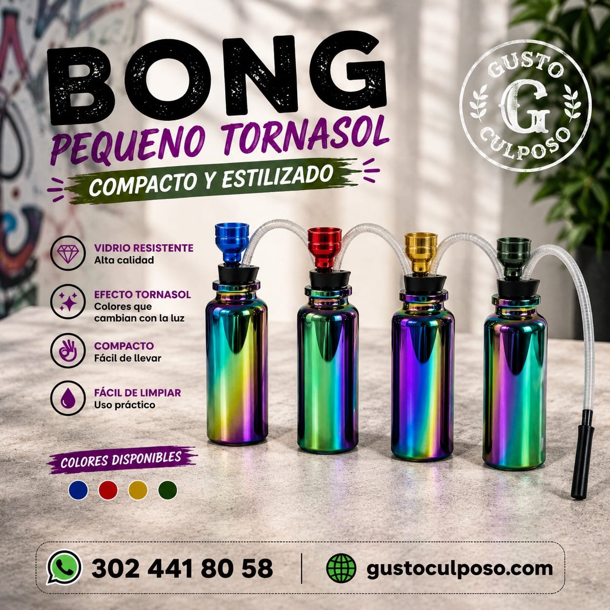 2776937f-be9d-47c5-bb70-42f77f9ab1d3 Bong Pequeño Tornasol - Imagen de 1