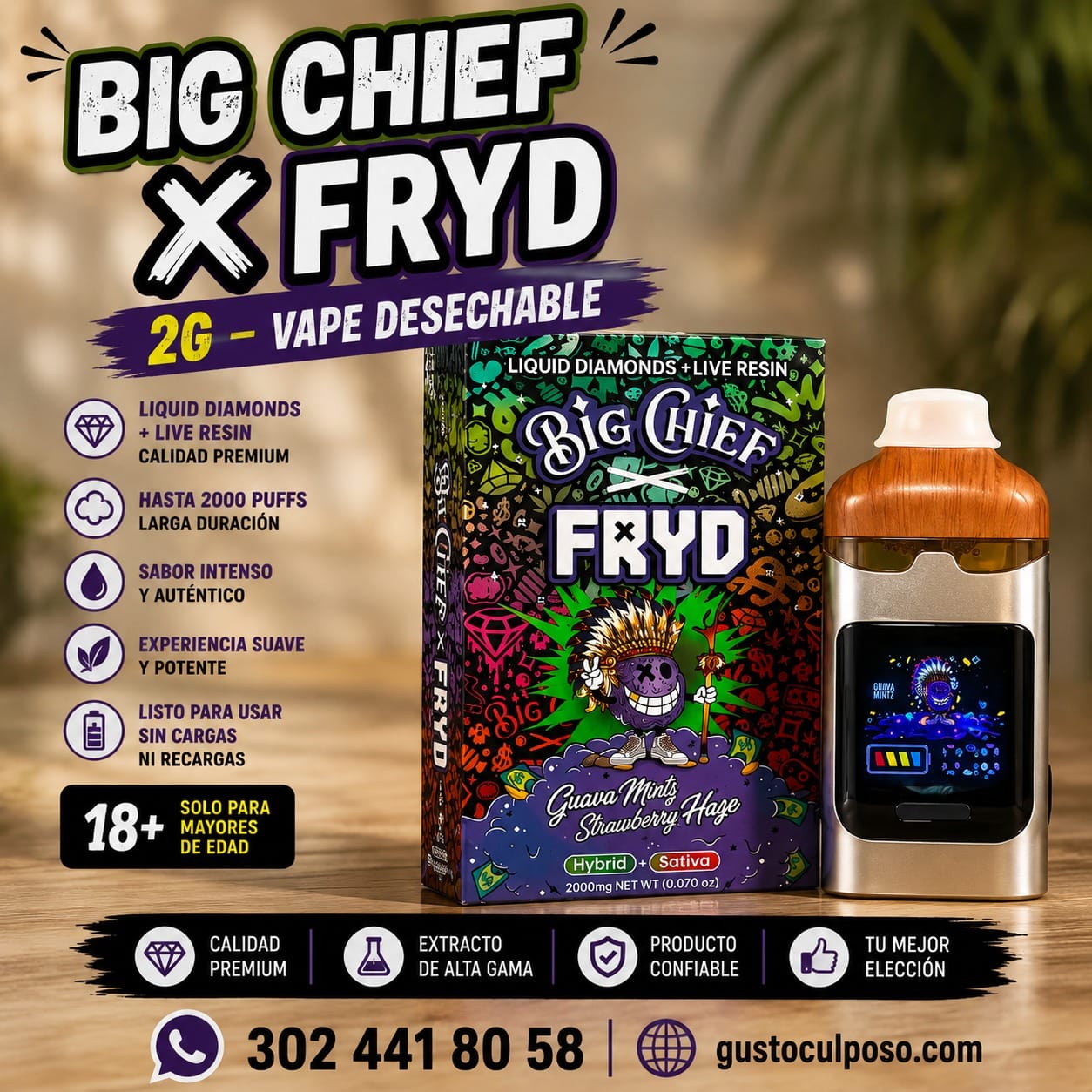 4b50c457-96e0-4907-ac90-4f5a9294b687 Big Chief X Fryd 2g – Vape Desechable - Imagen de 1