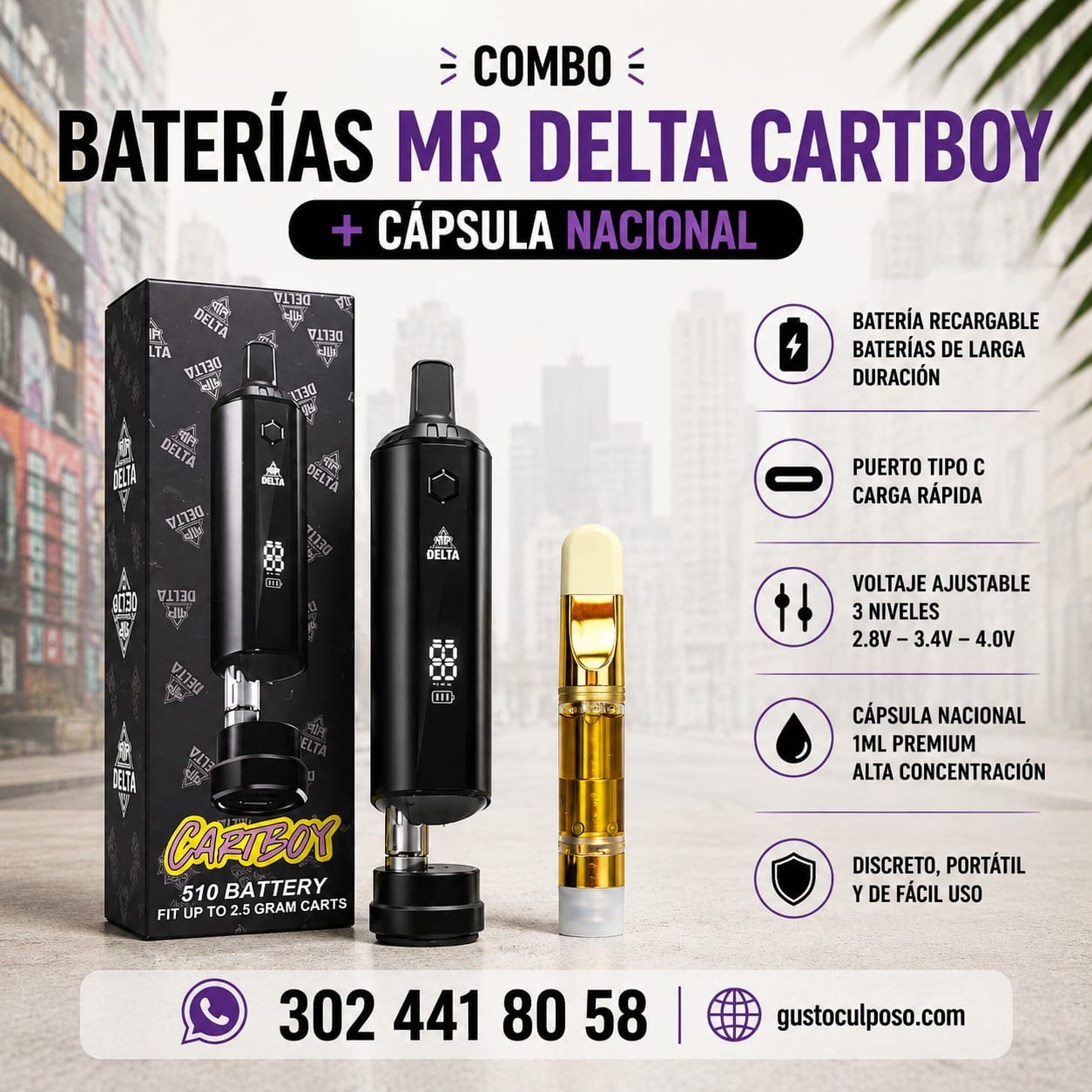 b54612dd-c823-4302-abb6-58c6be5bc84c Combo Baterias Mr Delta Cartboy + Capsula Nacional - Imagen de 1