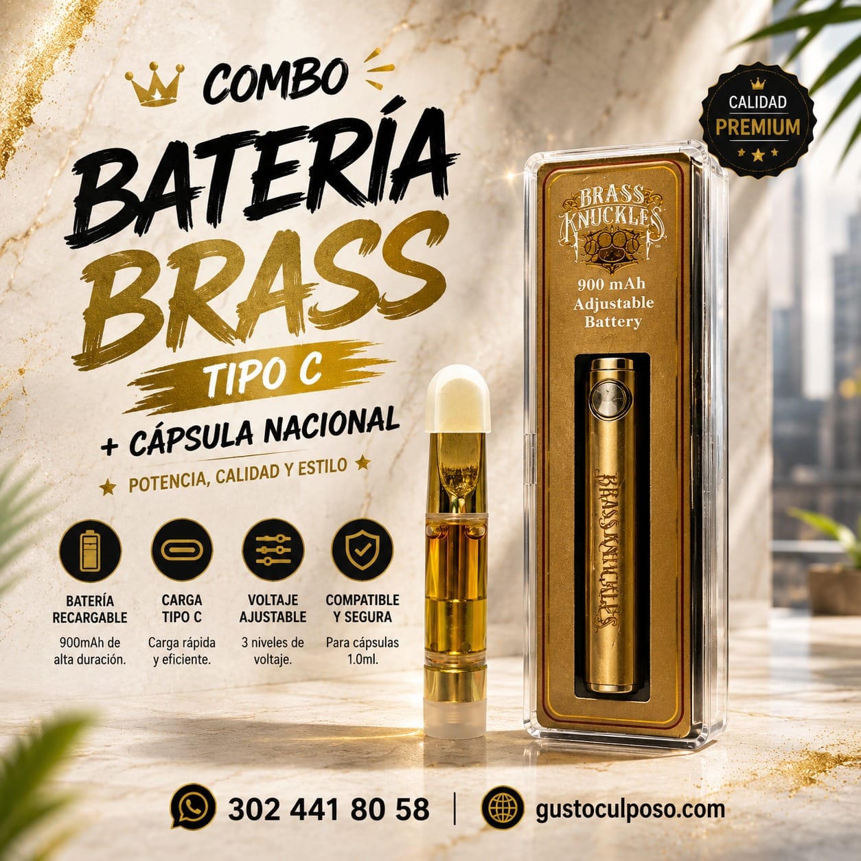 d56f75dd-482e-4ca9-abbc-671ee5d1b9fd Combo Bateria Brass Tipo C + Capsula Nacional - Imagen de 1